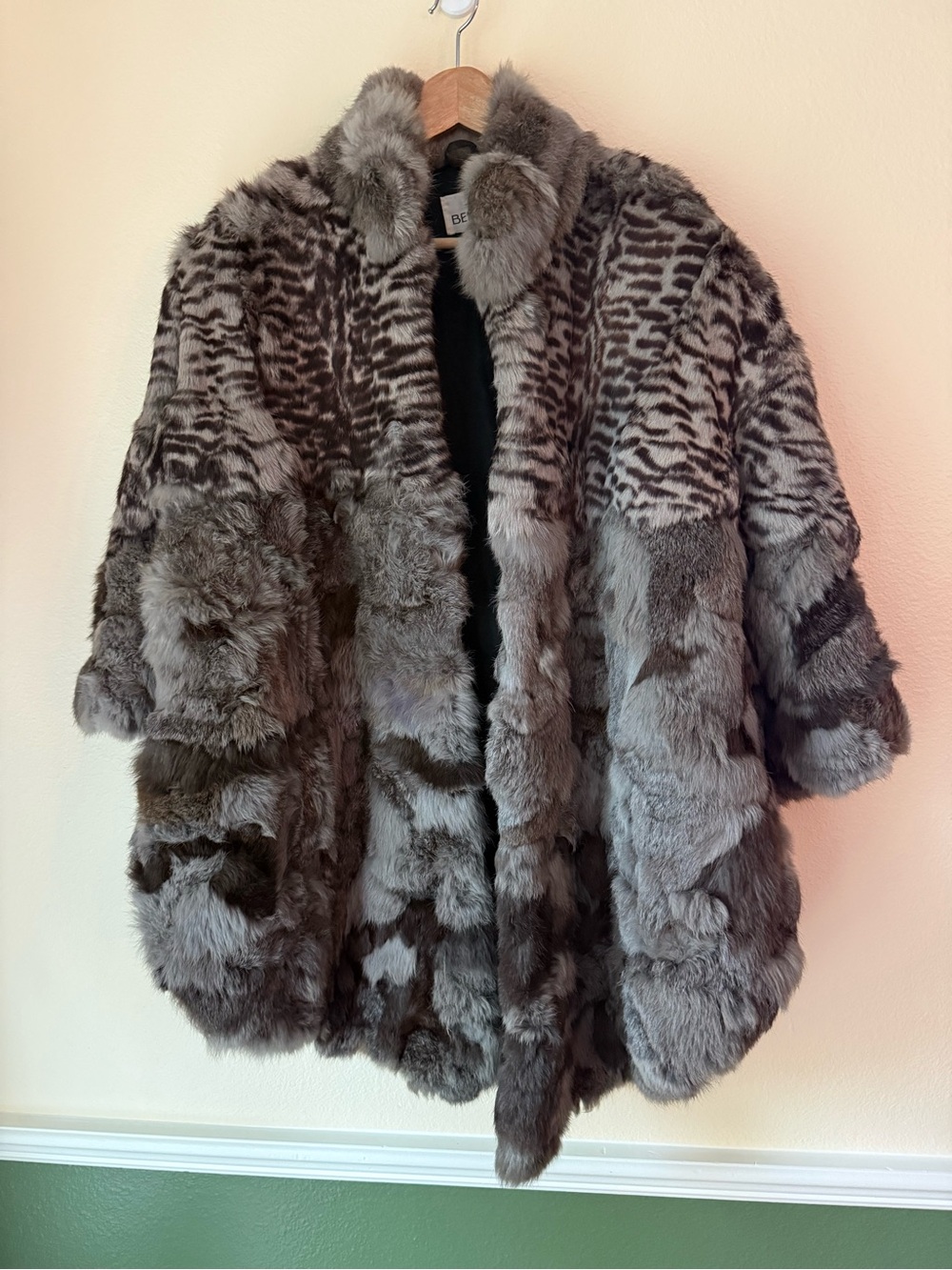 BERMANS VTG Rabbit Fur Cape Coat